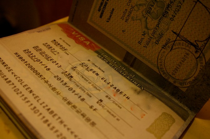 Full-page sticker for my E-2 visa in the ROK