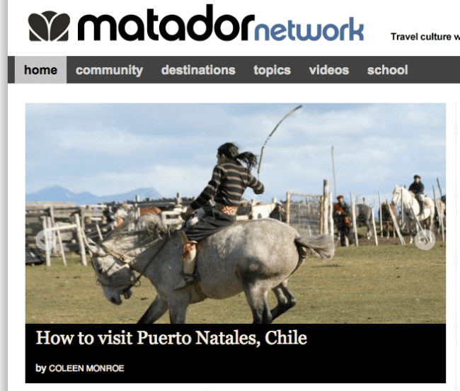 Photo and Article on the front page of Matador Network 