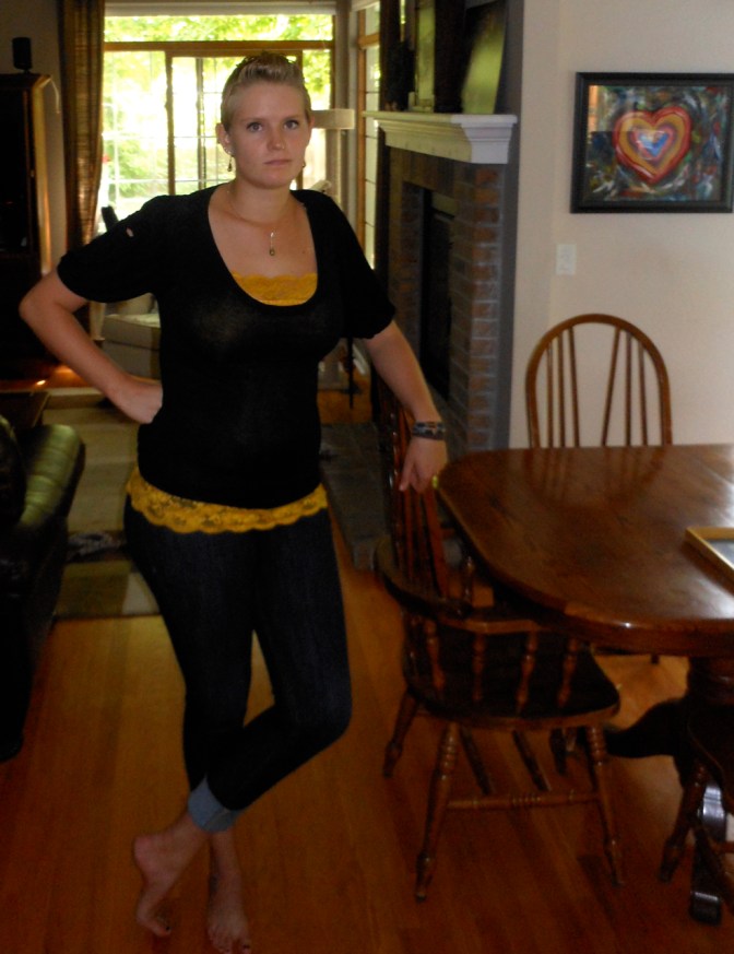 Not happy with my outfit. I felt the jeans are too tight and my tummy stuck out too much. 