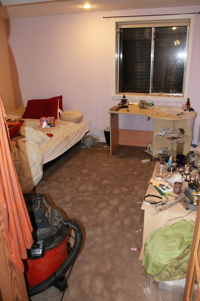 The water was nearly to the top of the window on the far wall. 