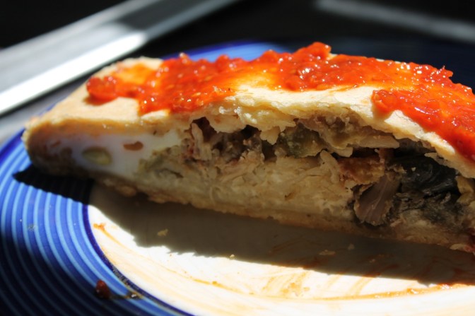 With hot pepper sauce for a bit of colour!