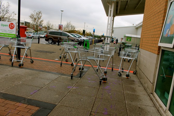 ASDA's cart graveyard, Leyton. 